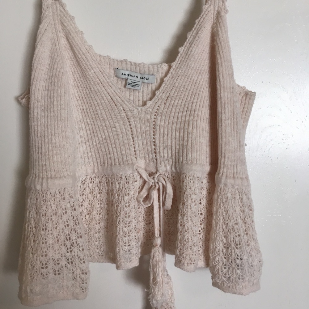 American Eagle Cream Knit Tank Top